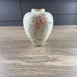 Lenox Vintage Chatsworth Vase Ivory Bone China Floral 24K Gold Rim Made in USA